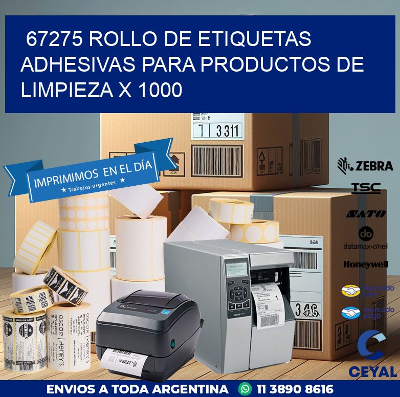 67275 ROLLO DE ETIQUETAS ADHESIVAS PARA PRODUCTOS DE LIMPIEZA X 1000