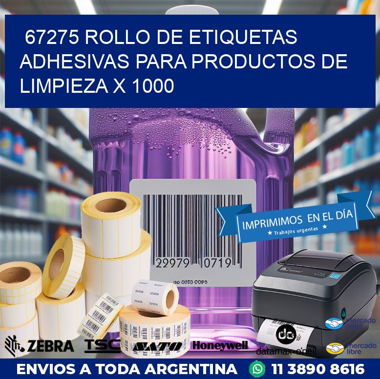 67275 ROLLO DE ETIQUETAS ADHESIVAS PARA PRODUCTOS DE LIMPIEZA X 1000