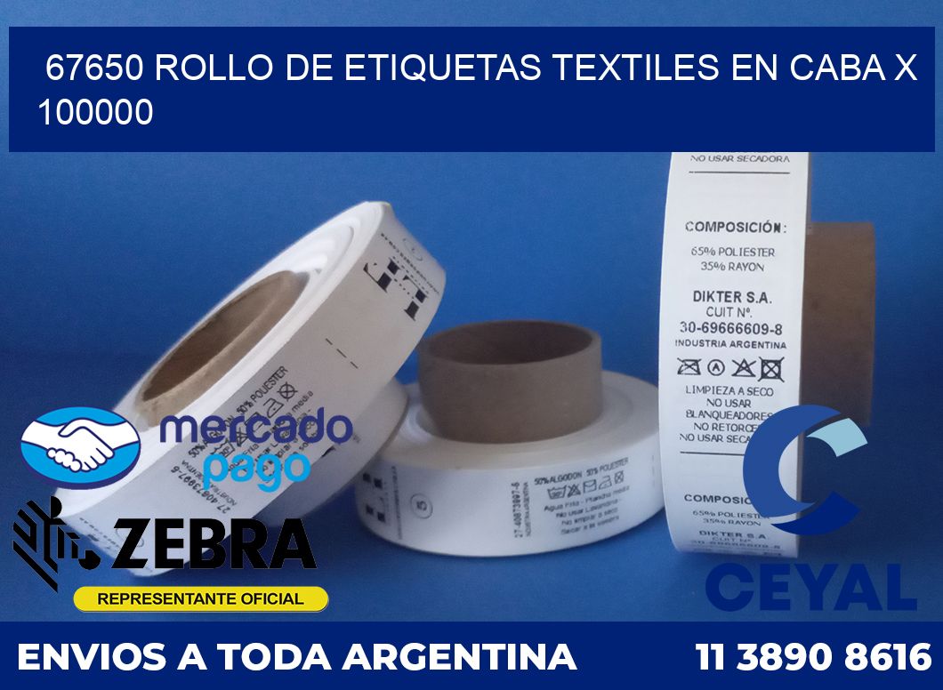 67650 ROLLO DE ETIQUETAS TEXTILES EN CABA X 100000