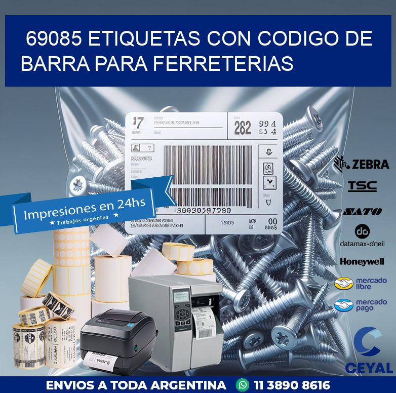 69085 ETIQUETAS CON CODIGO DE BARRA PARA FERRETERIAS