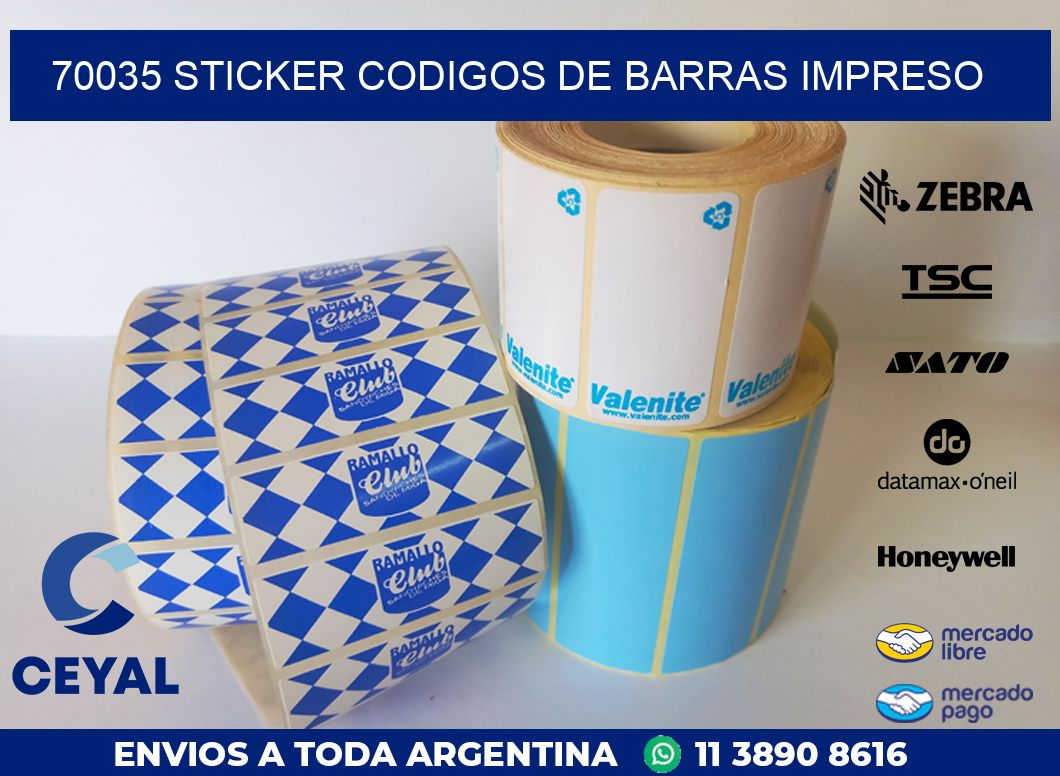 70035 STICKER CODIGOS DE BARRAS IMPRESO