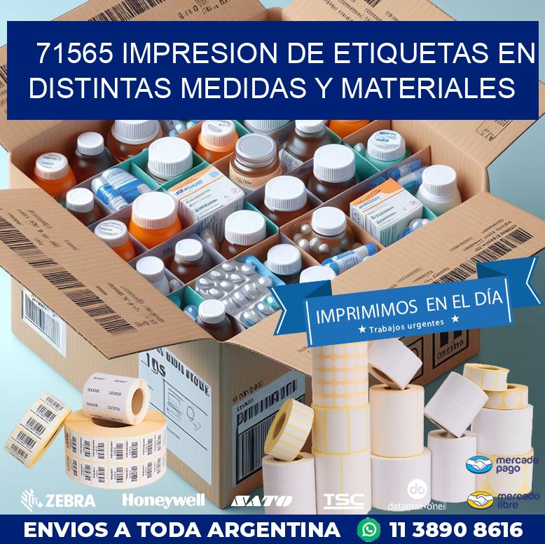 71565 IMPRESION DE ETIQUETAS EN DISTINTAS MEDIDAS Y MATERIALES