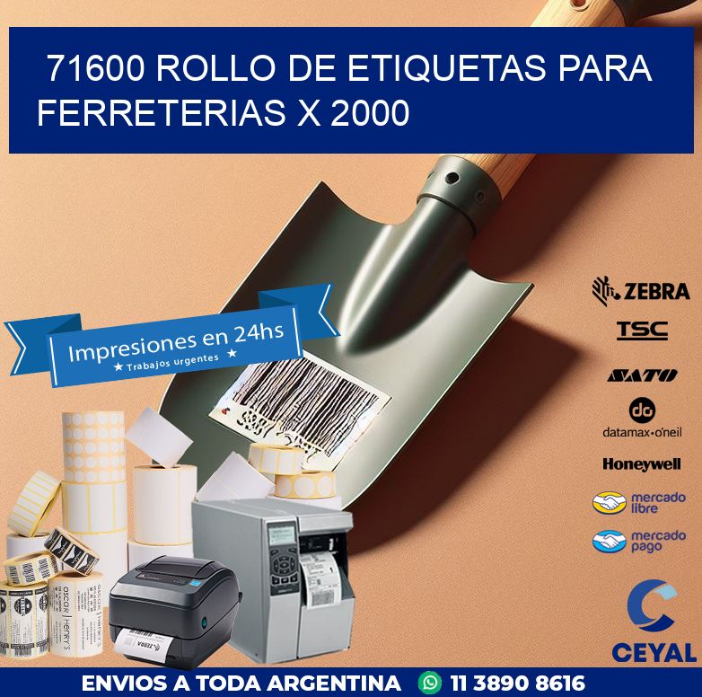 71600 ROLLO DE ETIQUETAS PARA FERRETERIAS X 2000