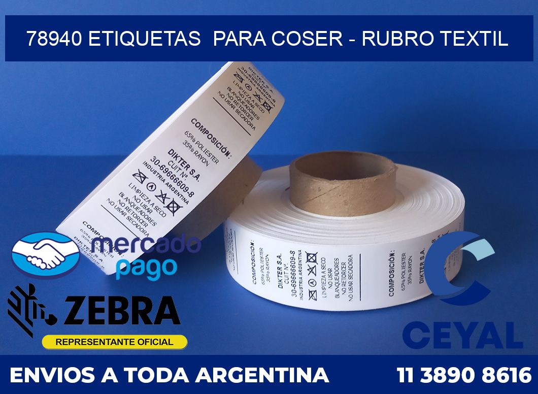 78940 ETIQUETAS  PARA COSER - RUBRO TEXTIL