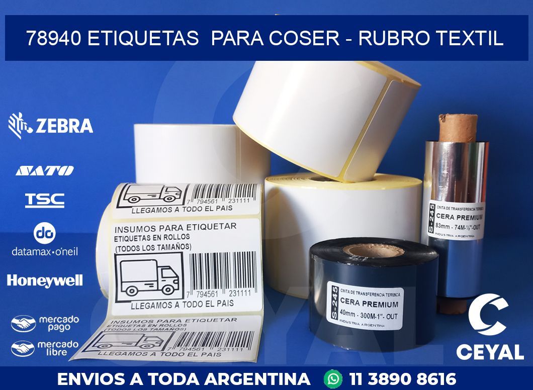 78940 ETIQUETAS  PARA COSER - RUBRO TEXTIL