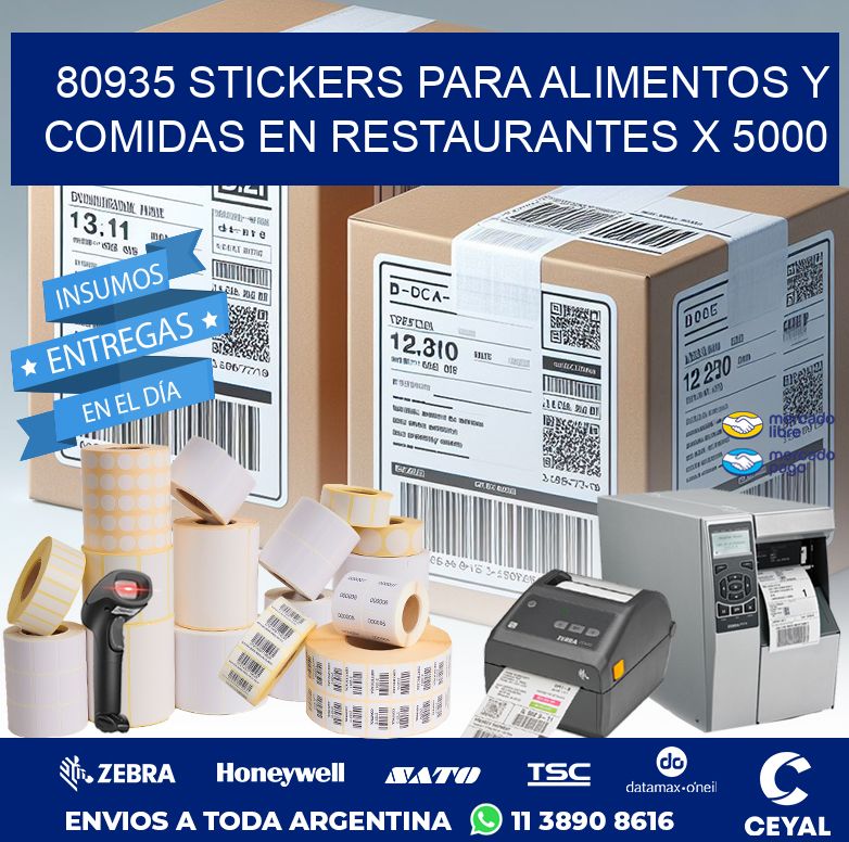 80935 STICKERS PARA ALIMENTOS Y COMIDAS EN RESTAURANTES X 5000