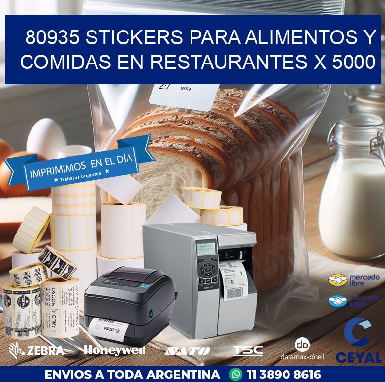 80935 STICKERS PARA ALIMENTOS Y COMIDAS EN RESTAURANTES X 5000