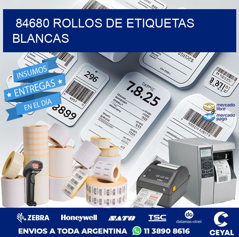 84680 ROLLOS DE ETIQUETAS BLANCAS