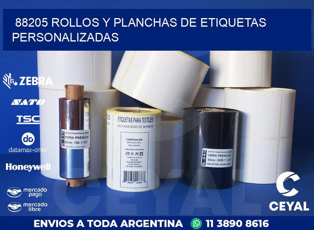 88205 ROLLOS Y PLANCHAS DE ETIQUETAS PERSONALIZADAS