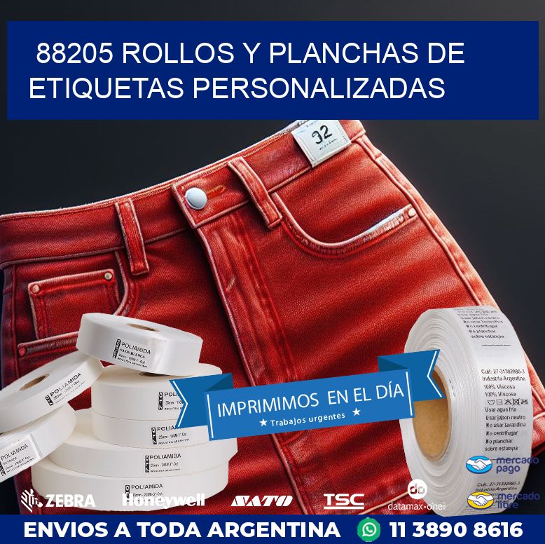 88205 ROLLOS Y PLANCHAS DE ETIQUETAS PERSONALIZADAS