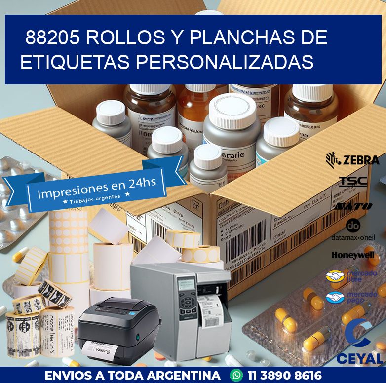 88205 ROLLOS Y PLANCHAS DE ETIQUETAS PERSONALIZADAS