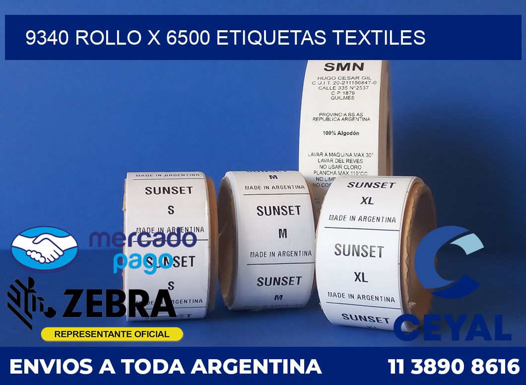 9340 ROLLO X 6500 ETIQUETAS TEXTILES