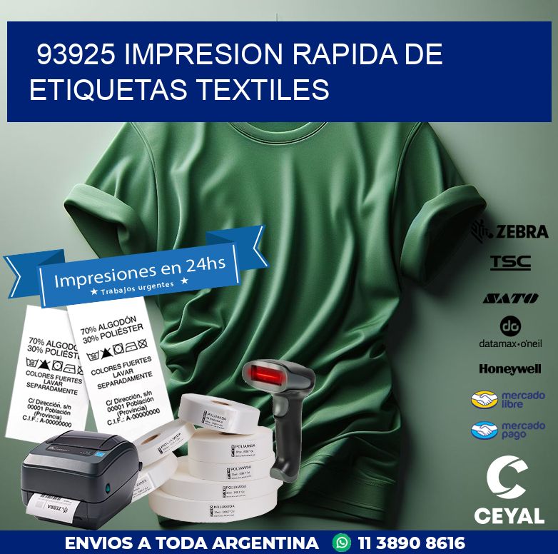 93925 IMPRESION RAPIDA DE ETIQUETAS TEXTILES