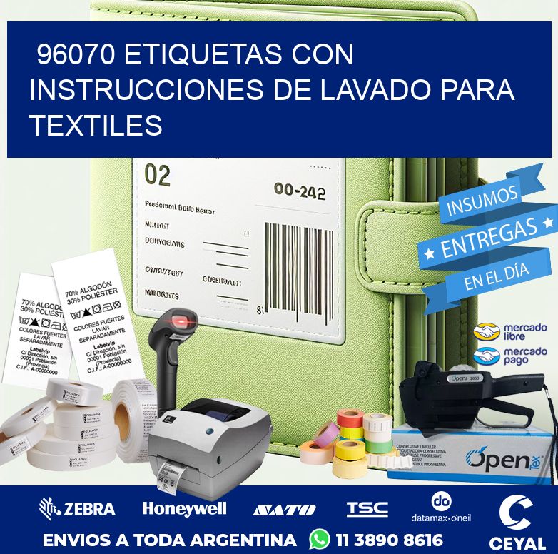 96070 ETIQUETAS CON INSTRUCCIONES DE LAVADO PARA TEXTILES