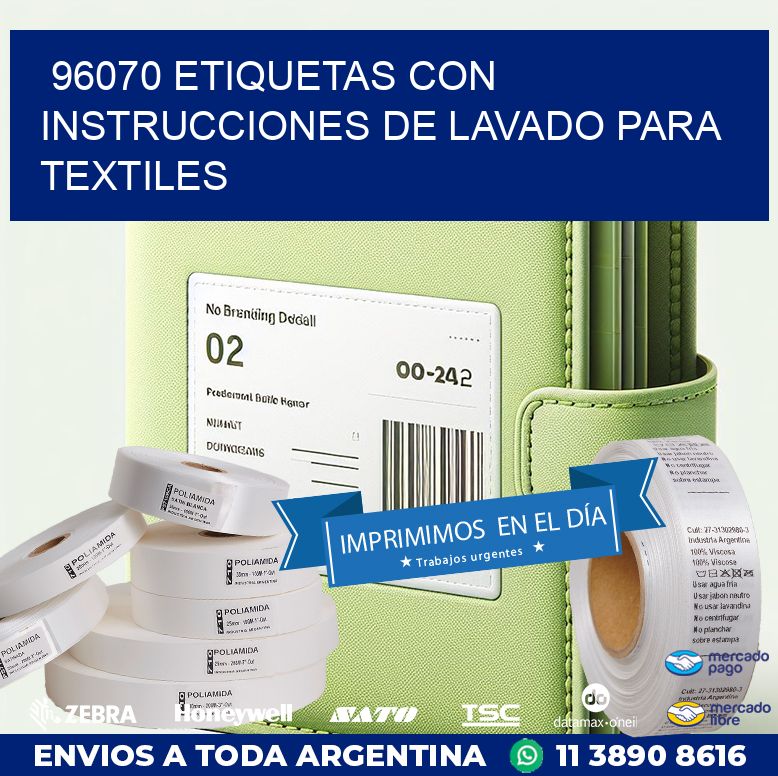 96070 ETIQUETAS CON INSTRUCCIONES DE LAVADO PARA TEXTILES