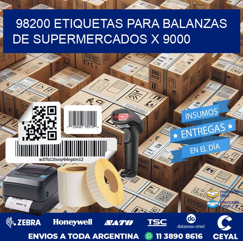98200 ETIQUETAS PARA BALANZAS DE SUPERMERCADOS X 9000