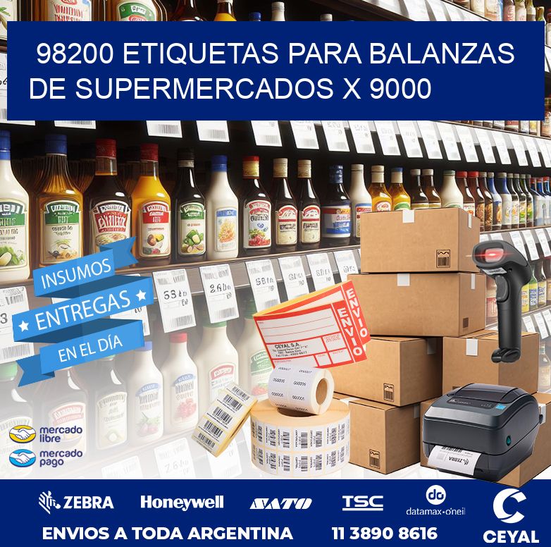 98200 ETIQUETAS PARA BALANZAS DE SUPERMERCADOS X 9000