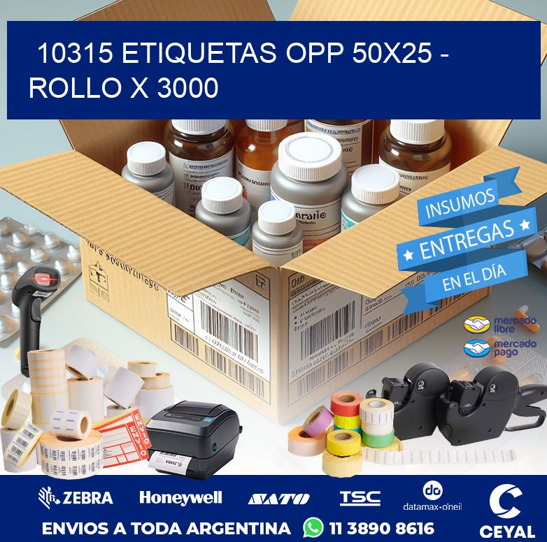10315 ETIQUETAS OPP 50X25 - ROLLO X 3000