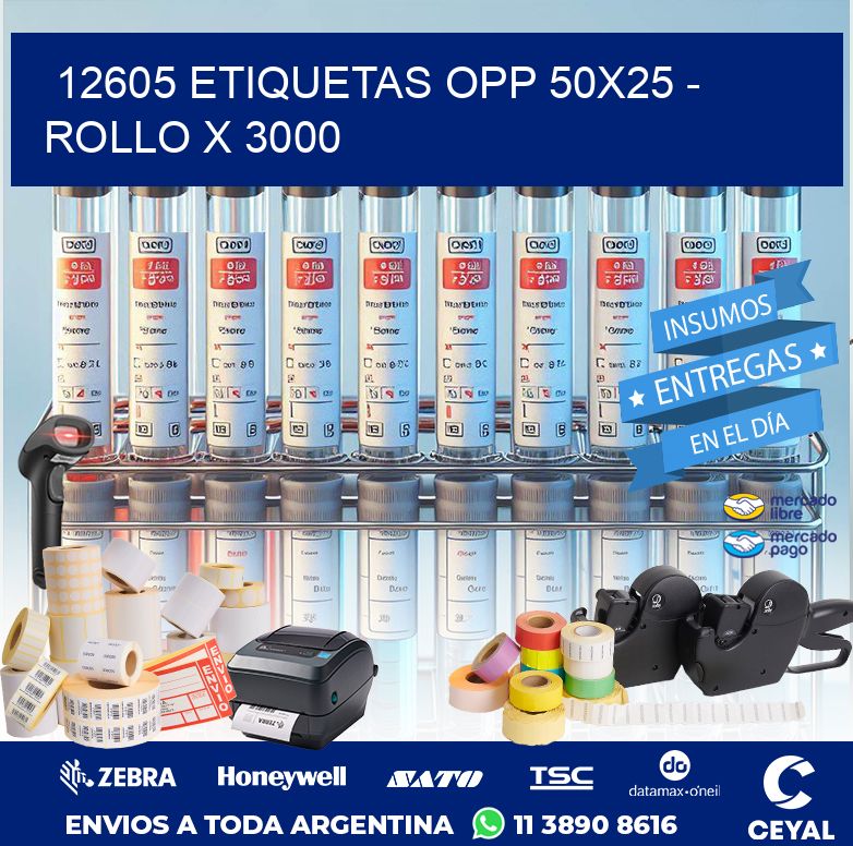 12605 ETIQUETAS OPP 50X25 - ROLLO X 3000