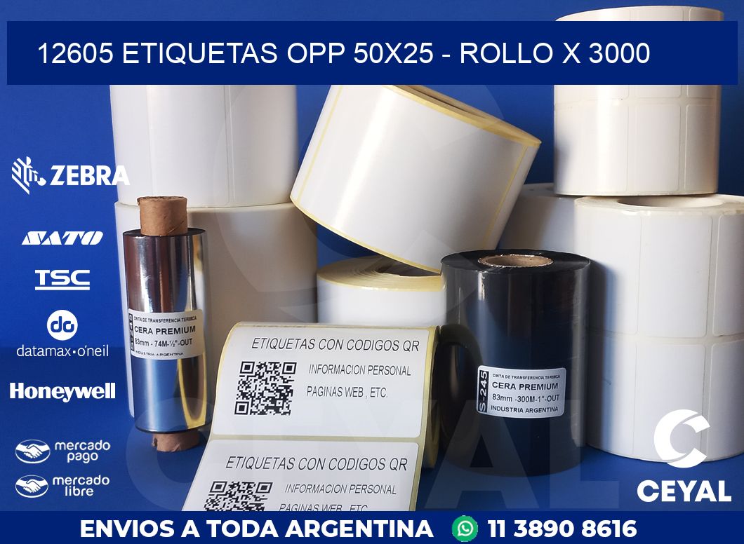 12605 ETIQUETAS OPP 50X25 - ROLLO X 3000