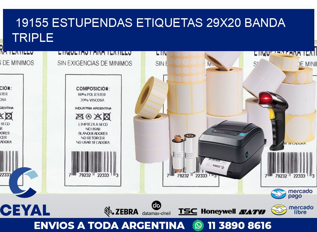 19155 ESTUPENDAS ETIQUETAS 29X20 BANDA TRIPLE