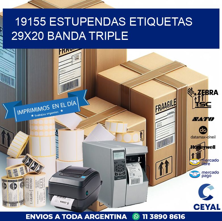 19155 ESTUPENDAS ETIQUETAS 29X20 BANDA TRIPLE