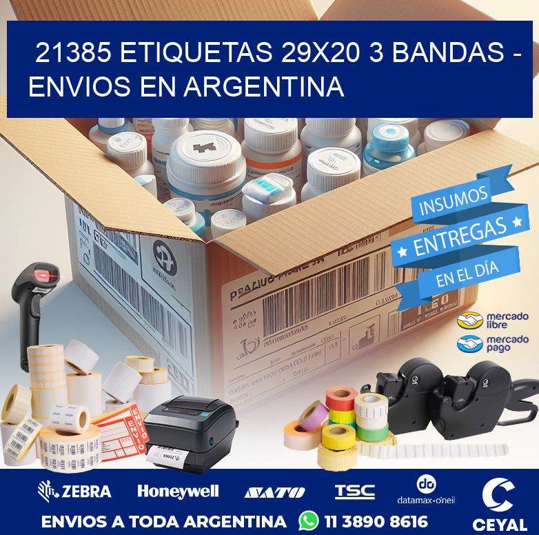 21385 ETIQUETAS 29X20 3 BANDAS - ENVIOS EN ARGENTINA