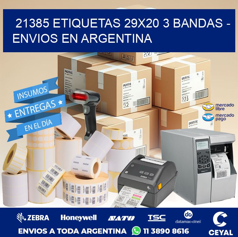21385 ETIQUETAS 29X20 3 BANDAS - ENVIOS EN ARGENTINA
