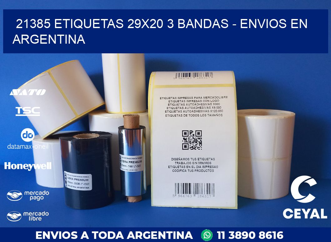 21385 ETIQUETAS 29X20 3 BANDAS - ENVIOS EN ARGENTINA