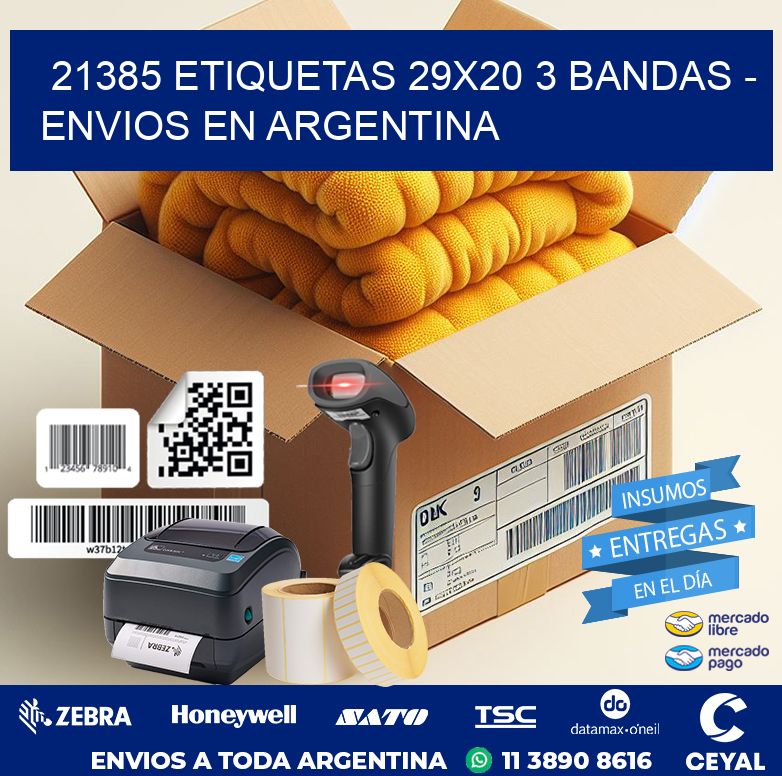 21385 ETIQUETAS 29X20 3 BANDAS - ENVIOS EN ARGENTINA