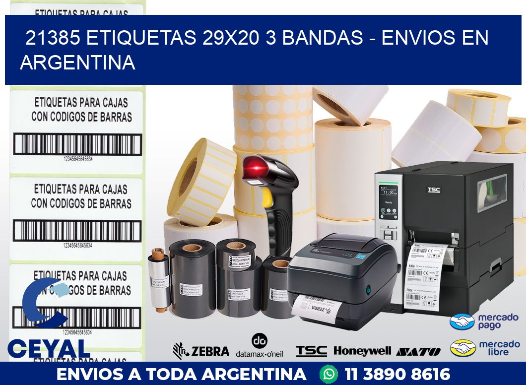 21385 ETIQUETAS 29X20 3 BANDAS - ENVIOS EN ARGENTINA
