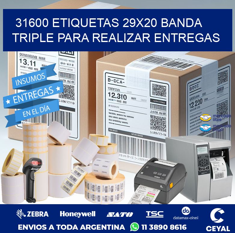 31600 ETIQUETAS 29X20 BANDA TRIPLE PARA REALIZAR ENTREGAS