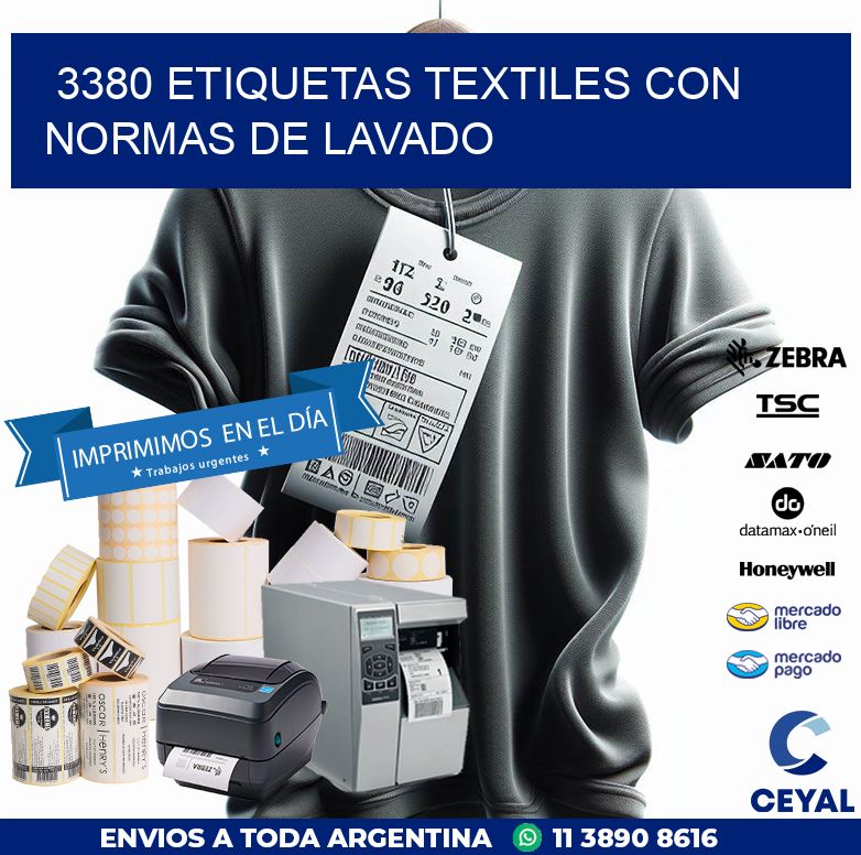 3380 ETIQUETAS TEXTILES CON NORMAS DE LAVADO