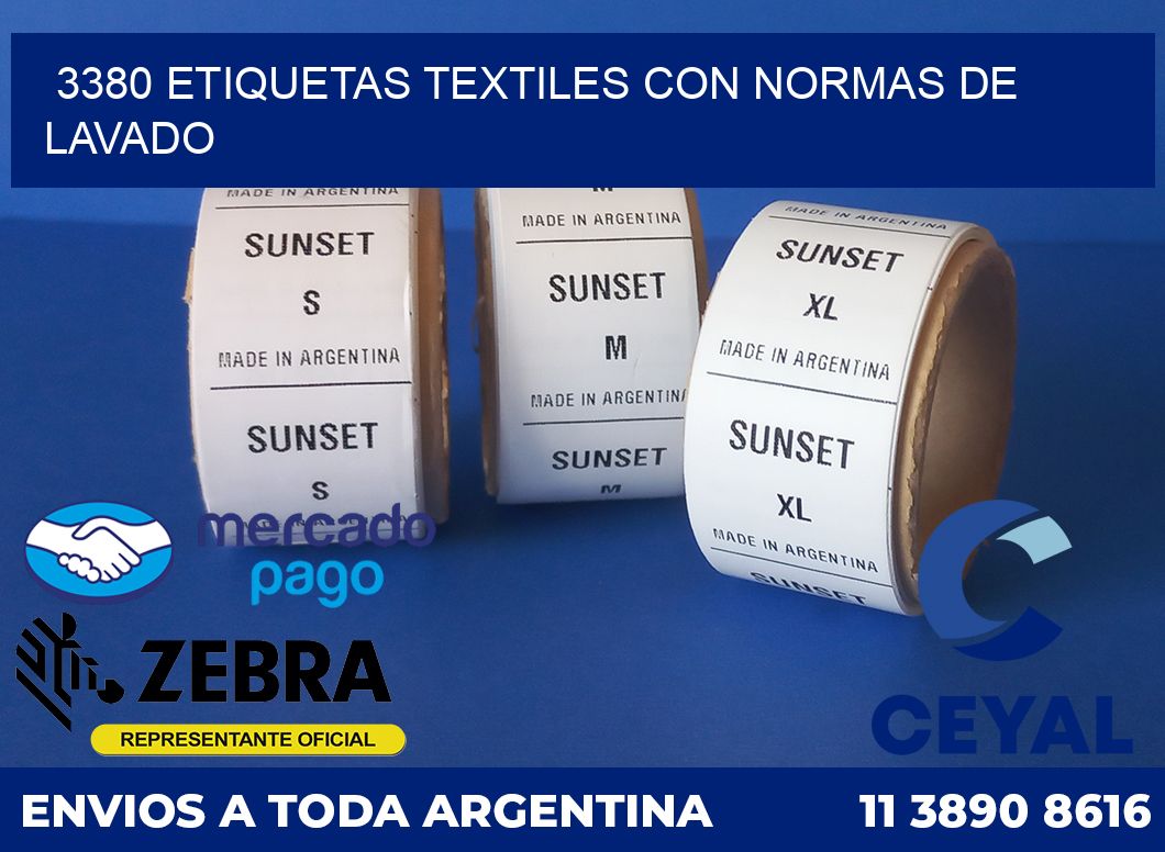 3380 ETIQUETAS TEXTILES CON NORMAS DE LAVADO