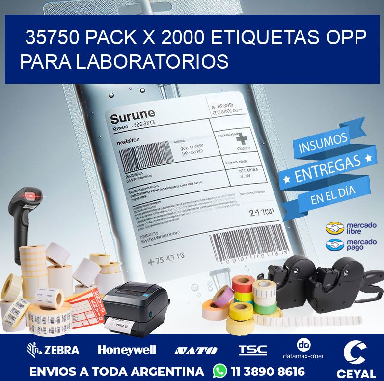 35750 PACK X 2000 ETIQUETAS OPP PARA LABORATORIOS