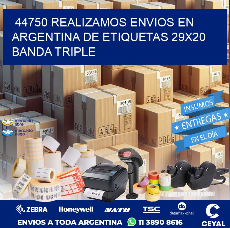 44750 REALIZAMOS ENVIOS EN ARGENTINA DE ETIQUETAS 29X20 BANDA TRIPLE