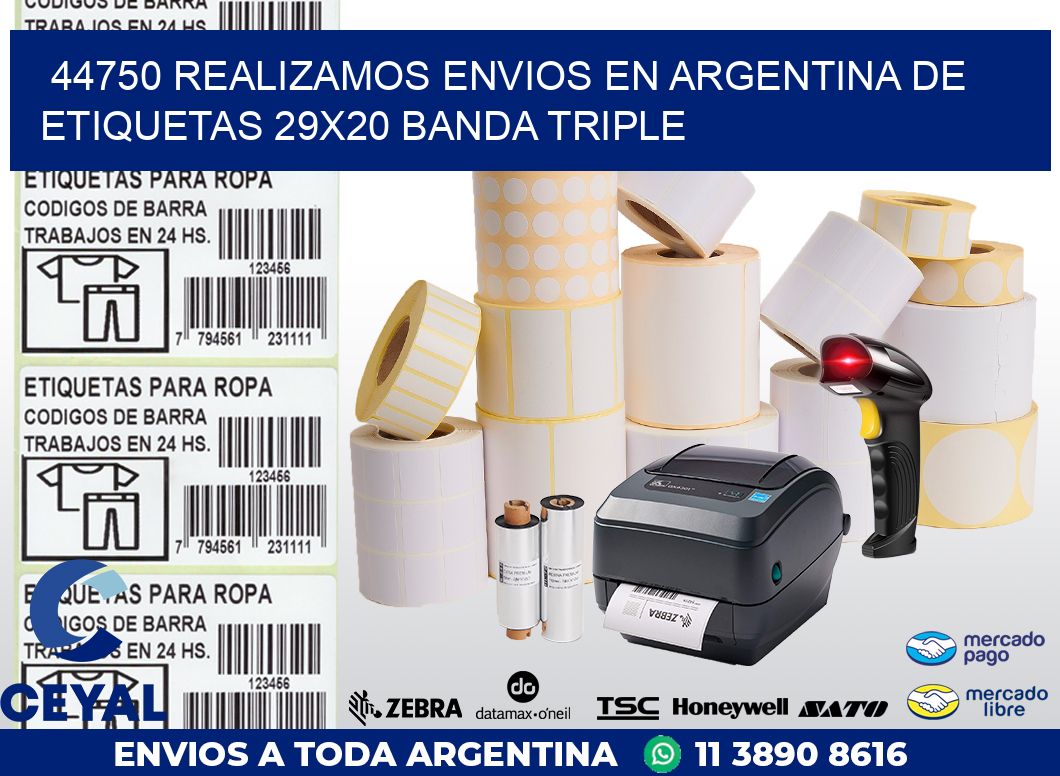44750 REALIZAMOS ENVIOS EN ARGENTINA DE ETIQUETAS 29X20 BANDA TRIPLE