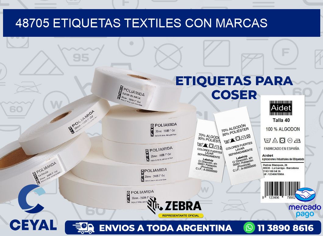 48705 ETIQUETAS TEXTILES CON MARCAS