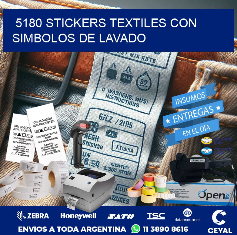 5180 STICKERS TEXTILES CON SIMBOLOS DE LAVADO