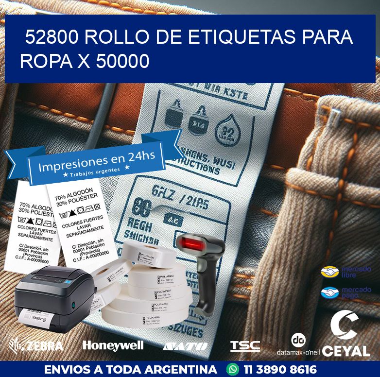 52800 ROLLO DE ETIQUETAS PARA ROPA X 50000