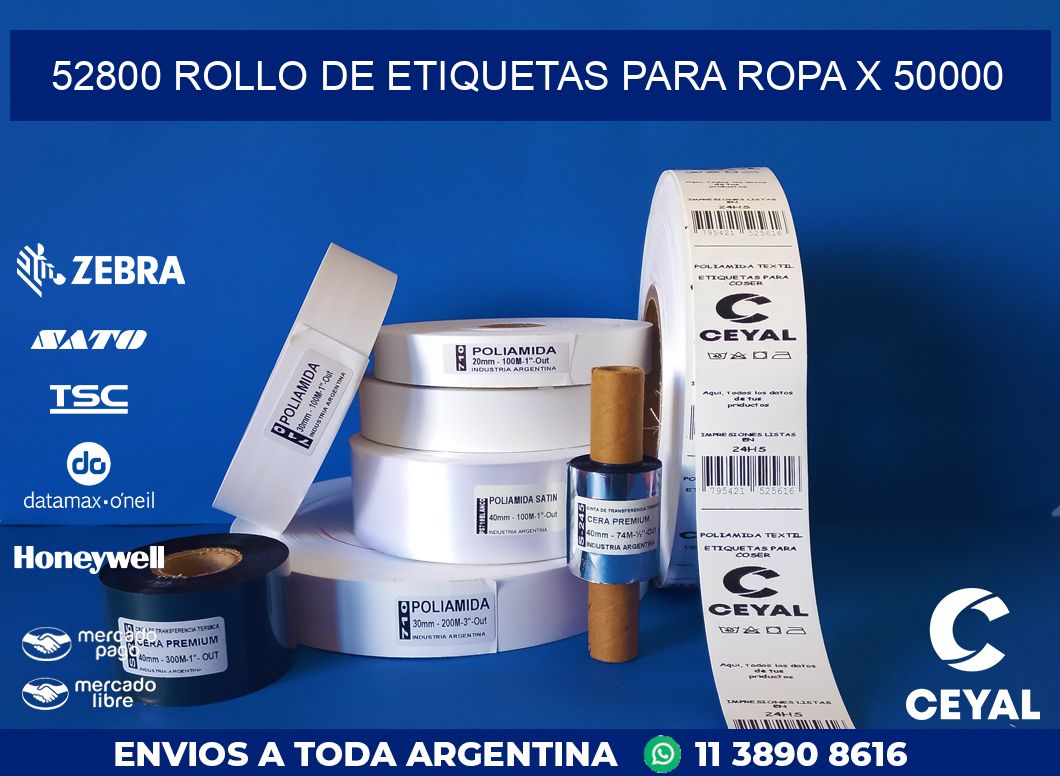 52800 ROLLO DE ETIQUETAS PARA ROPA X 50000