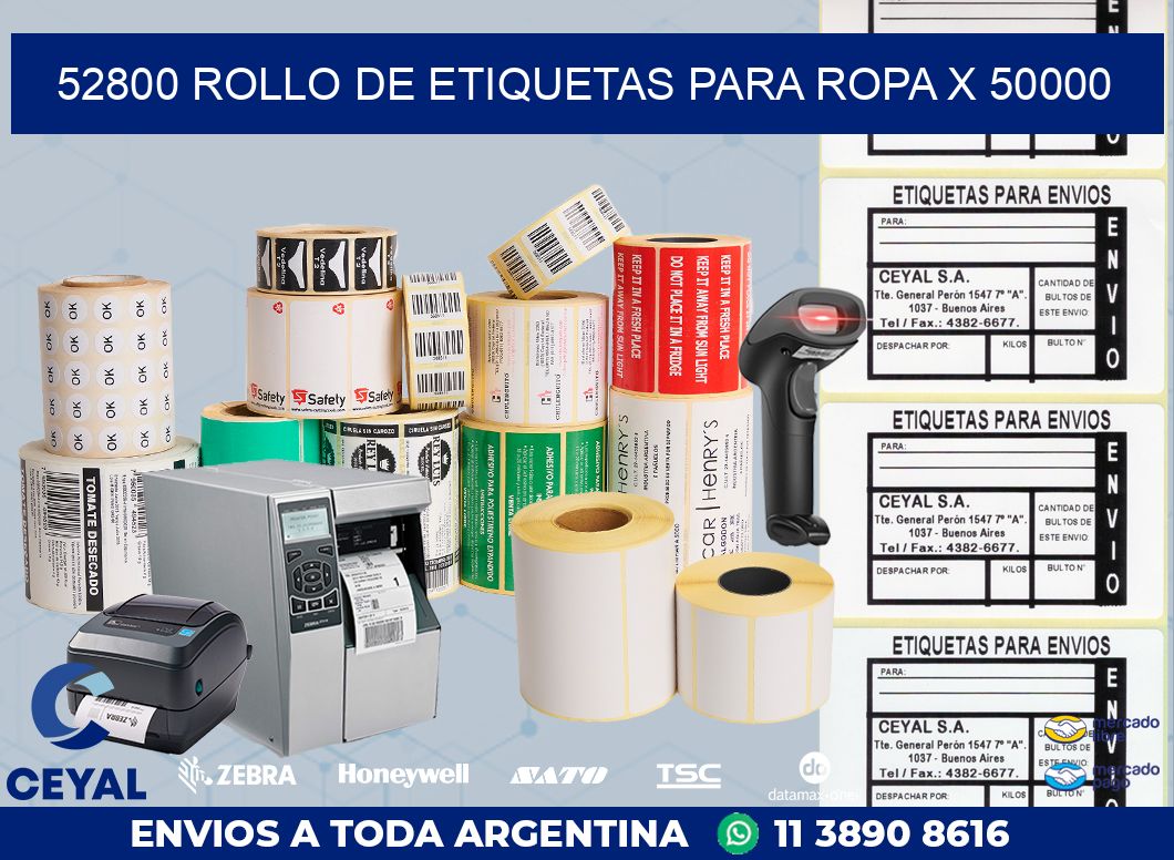 52800 ROLLO DE ETIQUETAS PARA ROPA X 50000