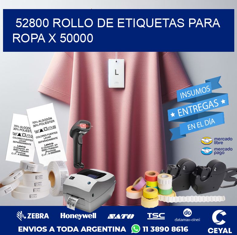 52800 ROLLO DE ETIQUETAS PARA ROPA X 50000