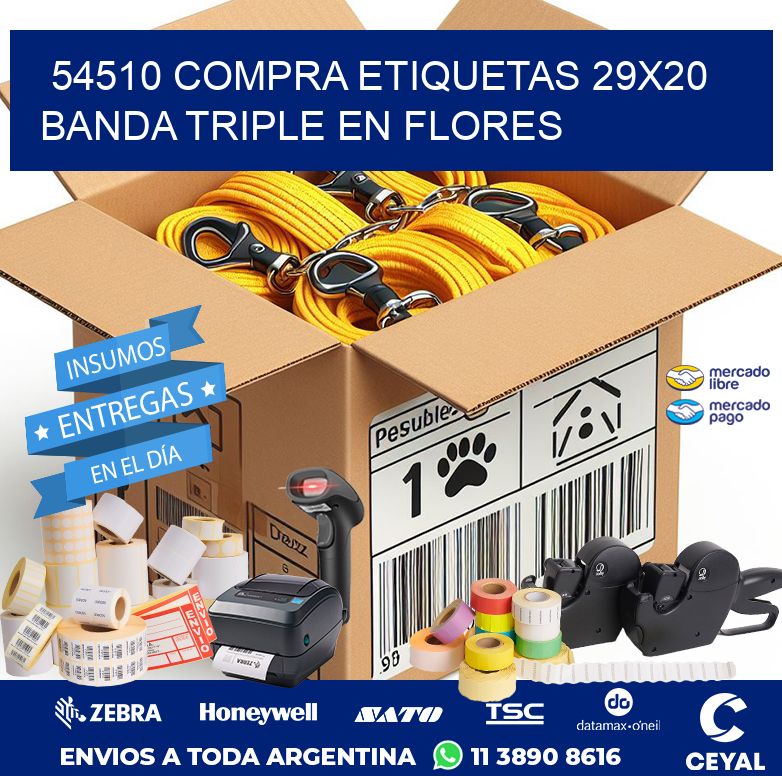 54510 COMPRA ETIQUETAS 29X20 BANDA TRIPLE EN FLORES