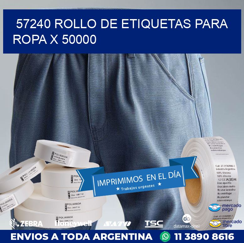 57240 ROLLO DE ETIQUETAS PARA ROPA X 50000