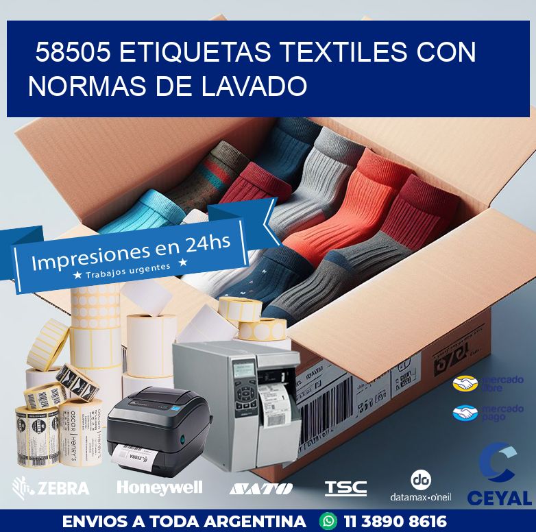 58505 ETIQUETAS TEXTILES CON NORMAS DE LAVADO