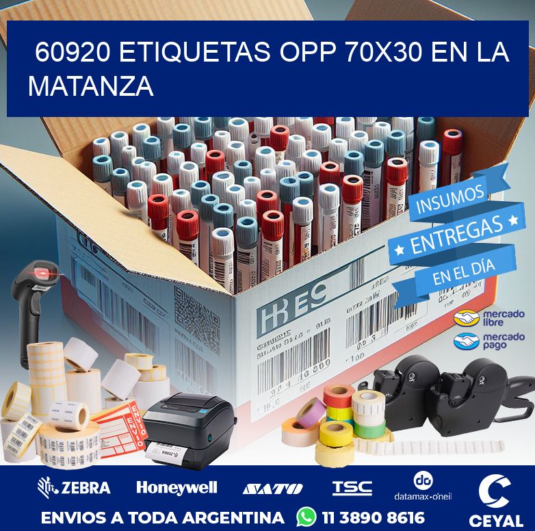 60920 ETIQUETAS OPP 70X30 EN LA MATANZA