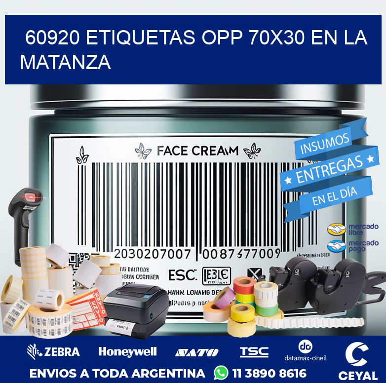 60920 ETIQUETAS OPP 70X30 EN LA MATANZA