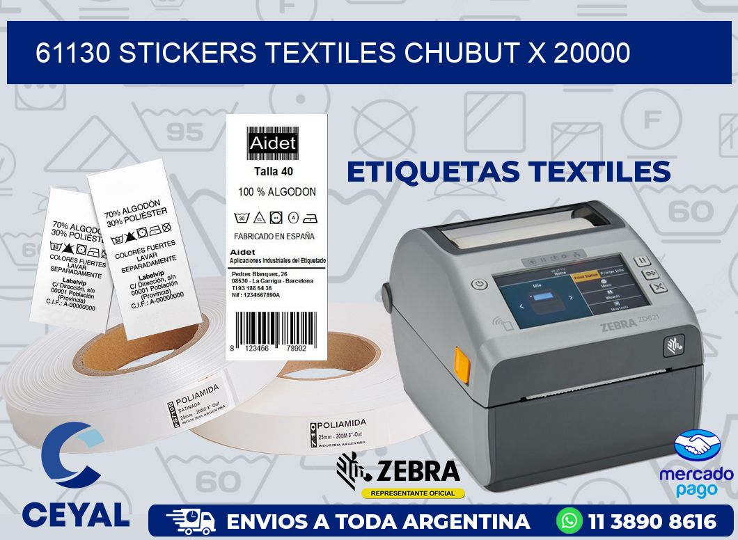 61130 STICKERS TEXTILES CHUBUT X 20000