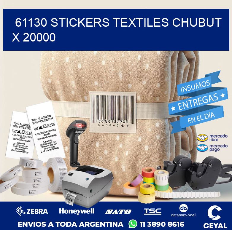 61130 STICKERS TEXTILES CHUBUT X 20000